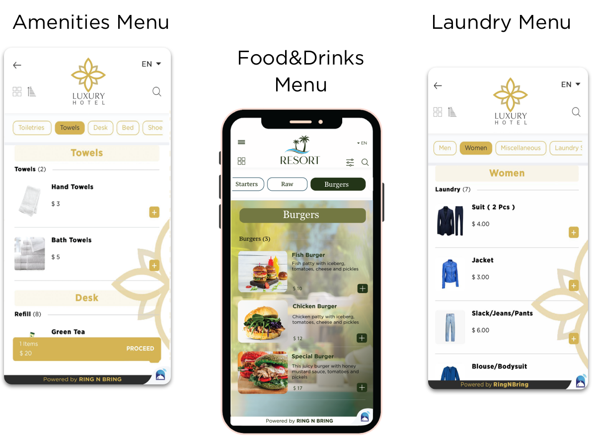 Ring n Bring shopping menu